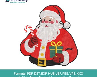 Santa Claus Embroidery Design, Christmas Gift Holder Machine File, Jolly Holiday Winter Stitch