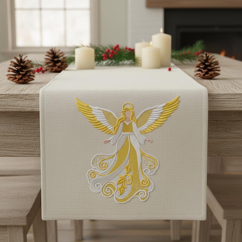 FSL Christmas Golden Angel Embroidery Design | Holiday Décor Ornament ...