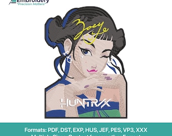Kpop Demon Hunter Zoey Embroidery Design | Huntrix Girls Machine Embroidery Pattern (Digital File)