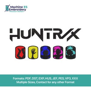 Huntrix Kpop Demon Hunter Embroidery Design | Anime Gaming Logo (Digital File)