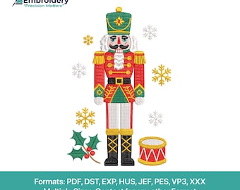 Christmas Nutcracker Soldier Embroidery Design | Holiday Festive Ballet Toy Soldier Stitch File (Digital Download)