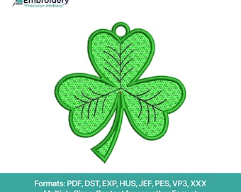 Lucky Shamrock FSL Embroidery Design | St. Patrick's Day Clover Earrings (Digital Download)