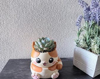 Maceta de gato kawaii / Maceta para suculentas adorable / Soporte para plantas de gato impreso en 3D / Maceta pequeña de escritorio / Regalo para amantes de las plantas / Regalo para amantes de los gatos