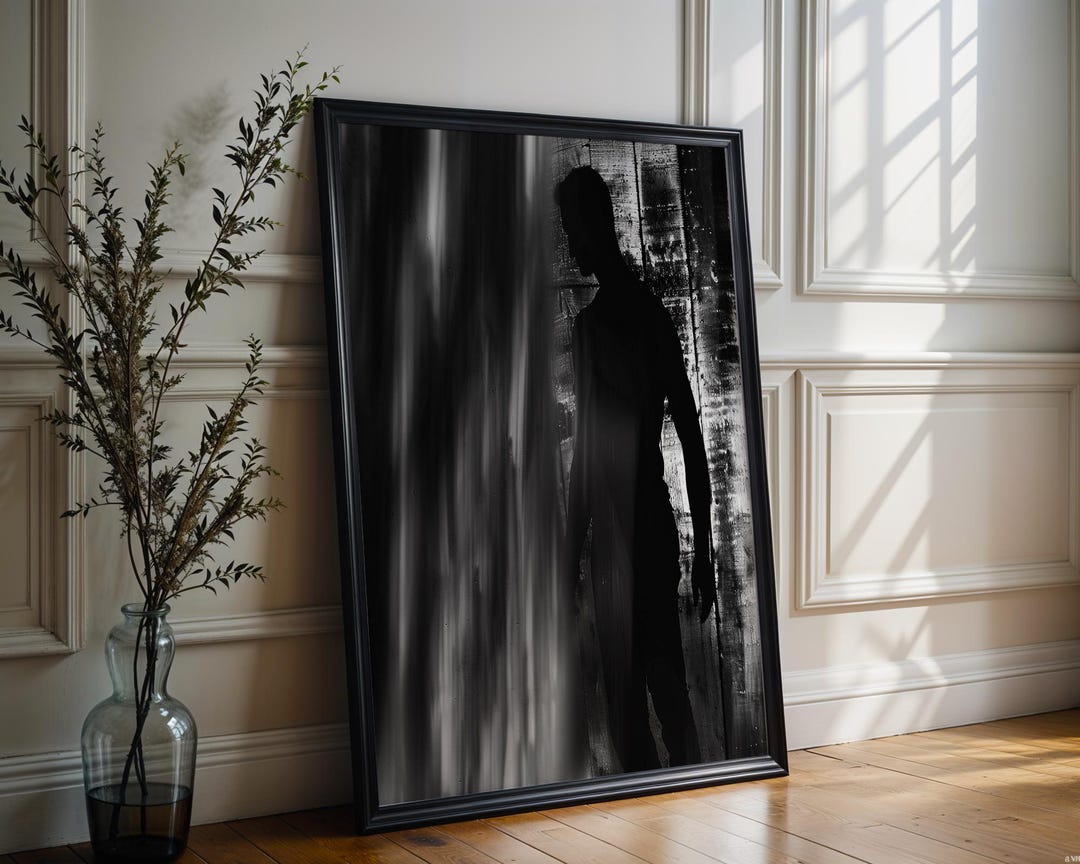 ミニマルな壁画の影の人物研究｜白黒抽象写真 - Etsy 日本