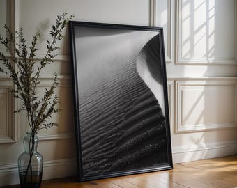 Botanical Photo | Minimalist Sand Dunes Print | Black and White Nature Photography