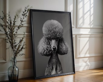 Dog Photography Modern Poodle Print | Black and White , Minimalist Poster