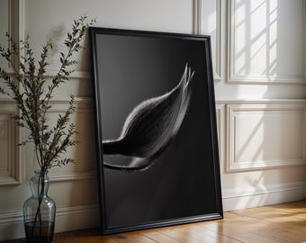 Botanische foto | Zwart-witte print met plantenknoppen | Minimalistische kunstfotografie