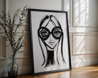 Designer Wall Art | Abstract Fashion Print | Black and White Sketch Poster