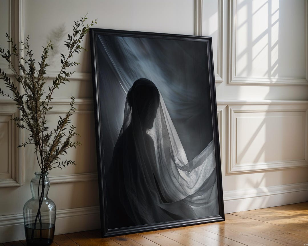 Minimal Wall Art Ethereal Woman Portrait Art Print | Moody Silhouette ...