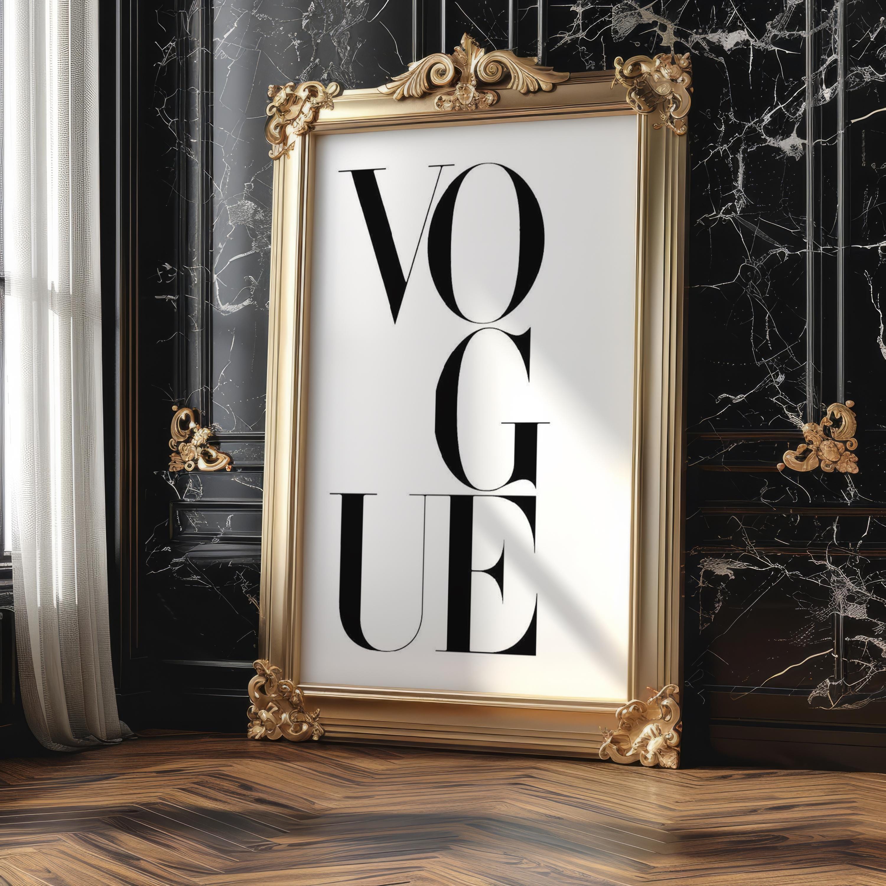 Designer Wall Art | Vogue Typography Print | Black and White