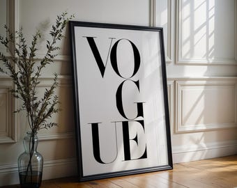 Arte mural de diseñador / Impresión tipográfica de Vogue / Póster de moda en blanco y negro