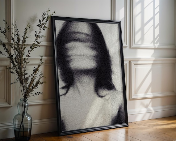 Minimal Wall Art Abstract Motion Blur Portrait | Black And White Grainy Poster
