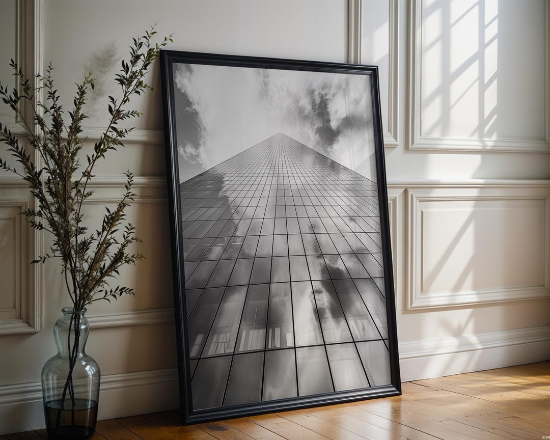 Abstract Skyscraper Building Print | Minimal Wall Art City View ...