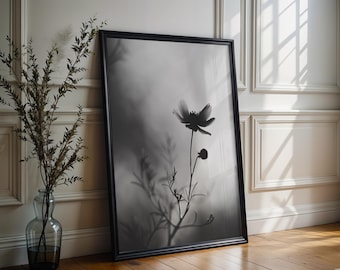 Botanical Photo | Minimalist Flower Photography Print | Black and White  Art