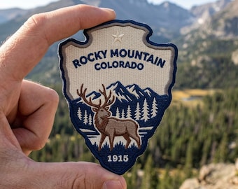 Rocky Mountain Colorado Embroidered Patch – Elk Travel Souvenir for Jacket Backpack Hat
