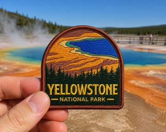Yellowstone National Park Embroidered Patch – Grand Prismatic Spring Adventure Souvenir