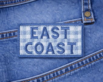 East Coast Patch | Blue Gingham Embroidered Iron-On Preppy Coastal Applique