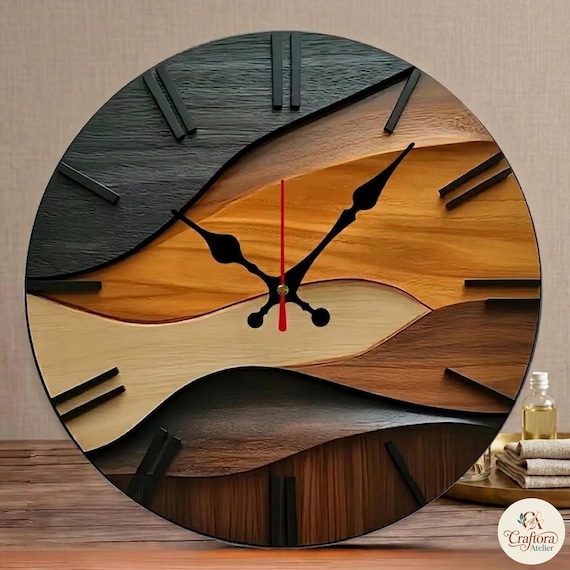 Rustic Wooden Clock,Nordic Wood Grain Wall Clock, modern wall clock,wooden wall art
