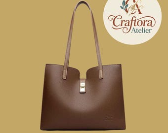 Large Capacity Tote Bag for Women – Soft Leather Shoulder Handbag | Minimal Everyday Carry Purse