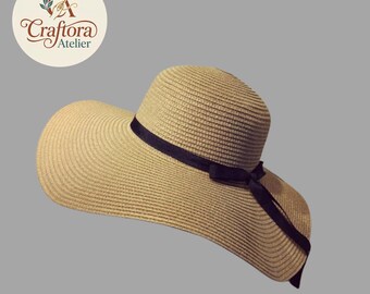 Wide Brim Straw Sun Hat – Foldable Beach Hat with Bow