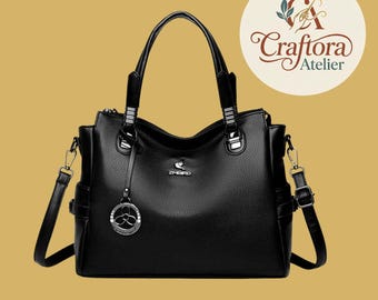Genuine Leather Tote Bag – Large Capacity Minimalist Shoulder Handbag for Women