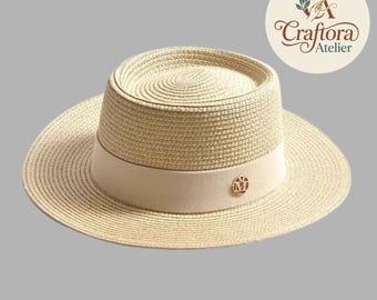 Women's Wide Brim Straw Sun Hat – Lightweight Beach Travel Hat with Ribbon Detail
