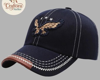 Embroidered Eagle Cotton Baseball Cap | Korean Style Sun Hat