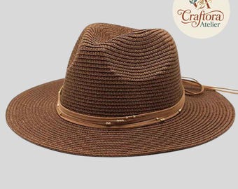 Unisex Panama Straw Hat – Wide Brim Summer Beach Travel Fedora