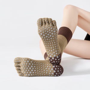 Rutschfeste Yoga-Socken, atmungsaktive Barre-Baumwoll-Piles-Socken, mit Silikongriffen, geruchsneutralisierend
