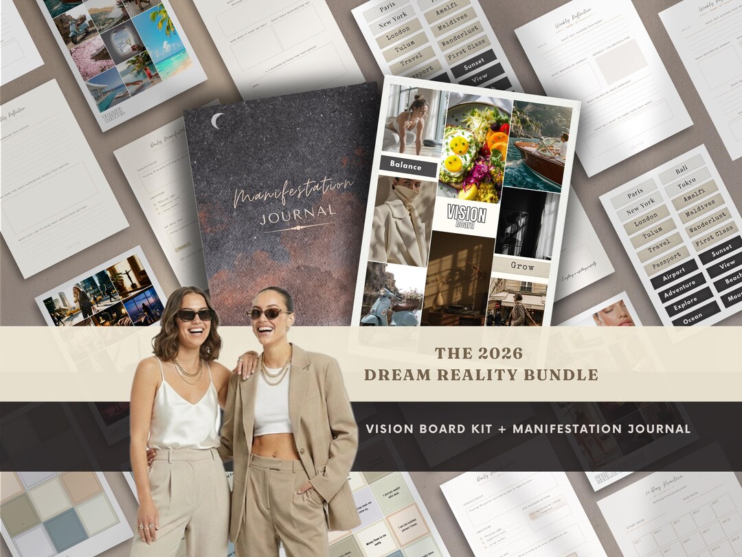 Manifestation Journal & 2026 Vision Board Printables , Goal Setting ...