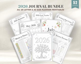 Premade Bullet Journal Bundle 2026, Printable Planner, Mood and Habit Tracker (Digital Download)