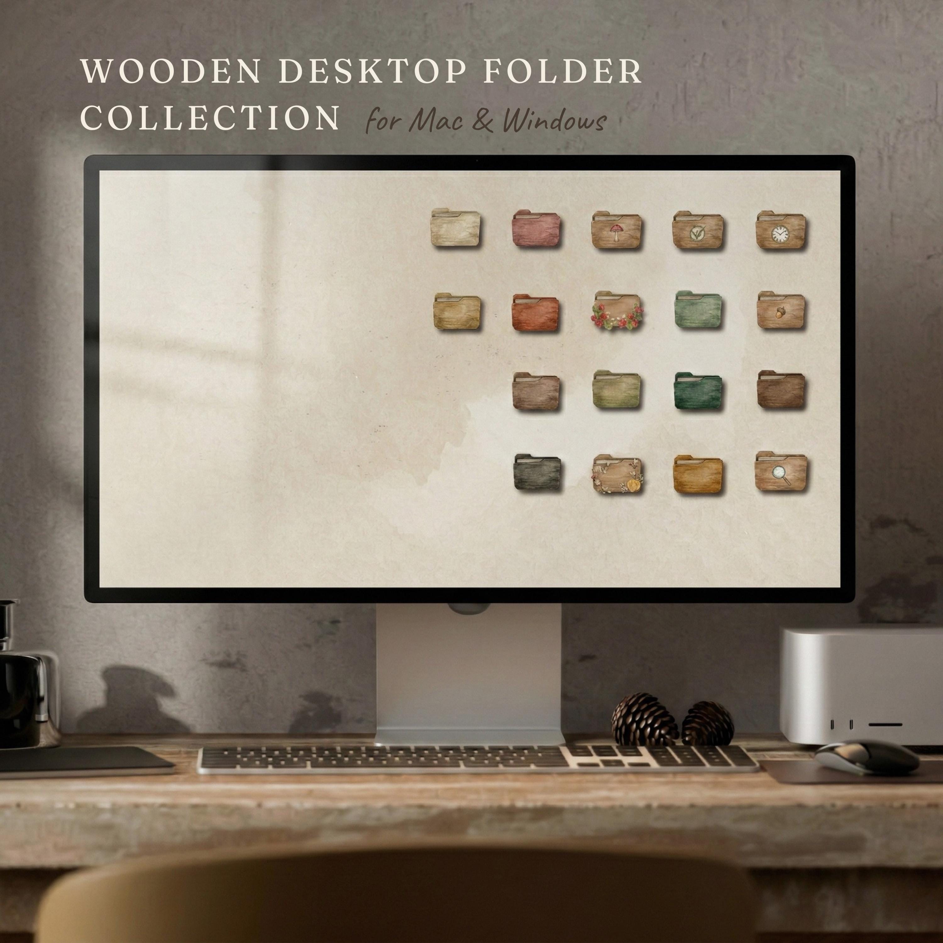 Cottagecore Folder Icon Cottagecore Desktop Folder Icons, Wooden Mac & Windows Theme, ADHD ...