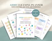 ADHD Cleaning Planner & Master Checklist, Adult Chore Chart, Home Cleaning Bundle, Editable Canva Template