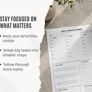 Daily Focus Planner Printable for ADHD, Task Breakdown & Time Blocking, A4 + US Letter image 6