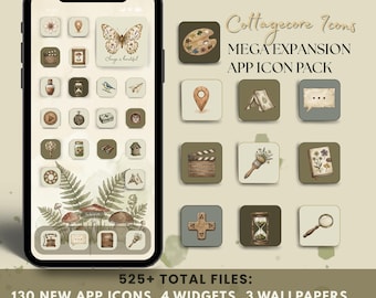 130 Cottagecore App Icons, Enchanted Forest Expansion Pack for iOS & Android, Botanical Phone Theme