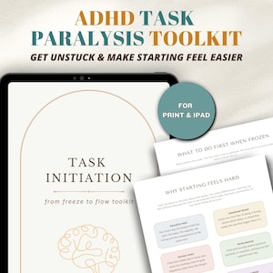 Task Paralysis & Task Initiation Toolkit for ADHD | Executive Dysfunction Worksheets