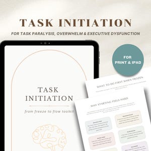 Task Initiation & Paralysis ADHD Toolkit, Anxiety Planner for Coping Strategies, Routine and Self Improvement