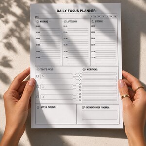 Daily Focus Planner Printable for ADHD, Task Breakdown & Time Blocking, A4 + US Letter image 8