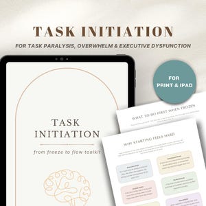 Task Initiation & Paralysis ADHD Toolkit, Anxiety Planner for Coping Strategies, Routine and Self Improvement