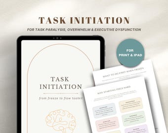 Task Initiation & Paralysis ADHD Toolkit, Anxiety Planner for Coping Strategies, Routine and Self Improvement