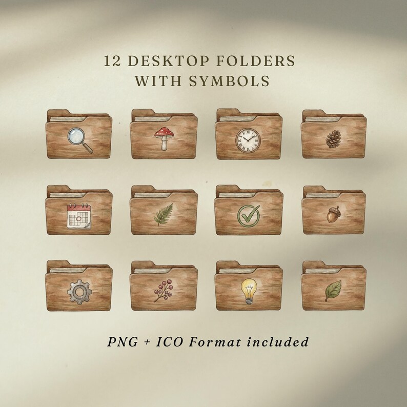 Cottagecore Folder Icon Cottagecore Desktop Folder Icons, Wooden Mac & Windows Theme, ADHD ...