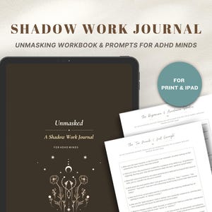 Shadow Work Journal for ADHD, Printable Inner Child Healing Workbook with Self Reflection Prompts