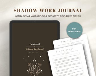 Shadow Work Journal for ADHD, Printable Inner Child Healing Workbook with Self Reflection Prompts