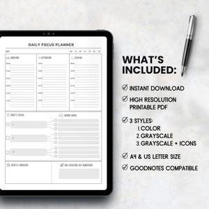 Daily Focus Planner Printable for ADHD, Task Breakdown & Time Blocking, A4 + US Letter image 9