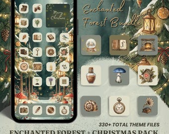 Christmas Phone Theme Bundle Enchanted Forest App Icon Pack, iOS 18 and Android