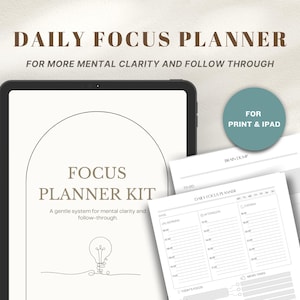 Kit di messa a fuoco per l'agenda giornaliera ADHD / Brain Dump, reset settimanale (PDF stampabile)