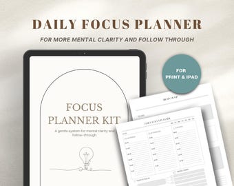 ADHD Daily Planner Focus Kit | Brain Dump, Weekly Reset (Printable PDF)