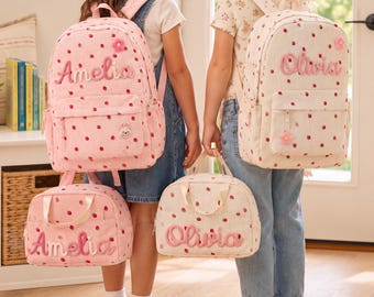 Conjunto de Mochila Infantil Personalizada de 3 Peças: Mochila Escolar Personalizada, Lancheira Térmica e Estojo | Presente Monogramado para Volta às Aulas