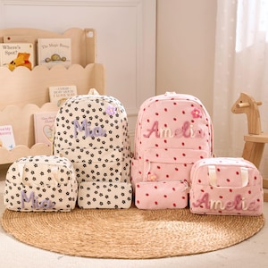 Personalized 3-Piece Kids Backpack Set: Custom School Bag, Insulated Lunch Bag & Pencil Case | Monogrammed Back to School Gift