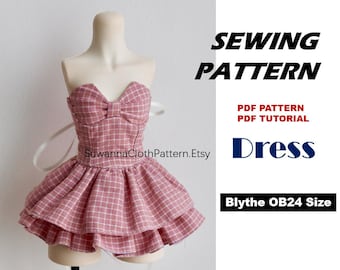 Blythe Doll sewing patten: Dress | bow front dress  (PDF pattern & tutorial )ob24 ob22 Azone